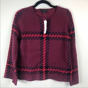 NWT Ann Taylor Red and Plaid Sweater